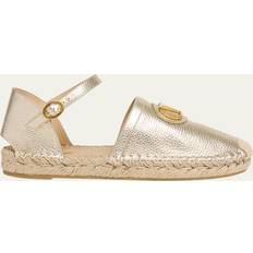 Valentino Garavani Ballerinas Valentino Garavani Vlogo Signature Ballerina In Laminated Grainy Calfskin 25MM - Platinum