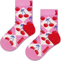 Happy Socks Kids Argyle Crew Sock - Pink/White/Red