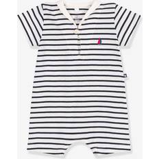 Jumpsuits Petit Bateau Striped Cotton Dungarees with Sailor Neckline - Navy Blue