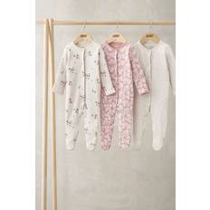 Long Sleeve Sleepsuits Pack of 3 Peony/Berry Prints