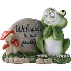Tomtop Jms Garden Solar Lights Resin Frog Shaped Decor Statue