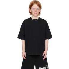 Palm Angels Kids Logo Block Cotton Crew Neck T-Shirt - Black Off W