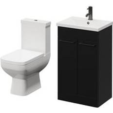 Wholesale Domestic Turin Matt Black 500mm Floor Standing Vanity Unit and Toilet Suite