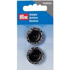 Prym Glitter Round Buttons Black & Silver