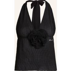 Karl Lagerfeld Tankinier Karl Lagerfeld Flower Pliss Halter Top - Black