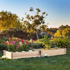 LivingAndHome Rectangular Wooden Raised Garden Bed - Brown
