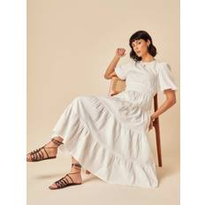 Nobody's child dress Nobody's Child Ricky Short Sleeve Tiered Cotton Midi Dress - White