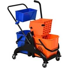 Reinigungswagen Homcom Professioneller Reinigungswagen mit Backenpresse 2 Eimer + Aufbewahrung Orange Blau
