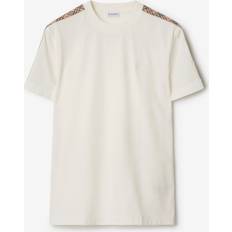 Burberry Check Trim Cotton T-shirt - Chalk