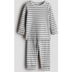 H&M Ribbed Cotton Set - Grey