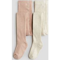 H&M Girls 2-Pack Ribbed Tights - Pink