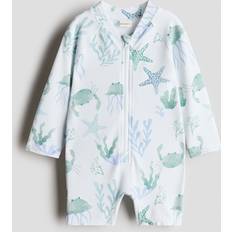 Elastan UV-dräkter Barnkläder H&M Baby Badoverall UPF 50 - Turkos/Havsdjur