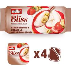 Yoghurts Muller Muller Bliss Whipped Greek Style Yogurt Strawberries & Cream 4 x 100 g