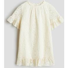 H&M Frill-trimmed Lace Dress - White