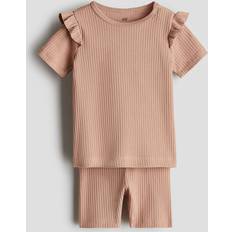 H&M Baby 2-Piece Ribbed Cotton Set - Beige