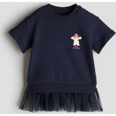 Recycled Materials Dresses H&M Tulle-Skirt Sweatshirt Dress - Blue