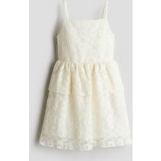 Recycled Materials Dresses H&M Flounce Trimmed Lace Dress - White