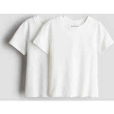 H&M Pojke 2-pack T-shirt I Bomullstrikå - Vit