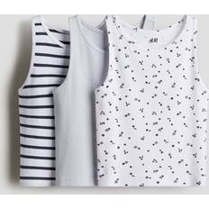 H&M Tanktop I Bomull 3-Pack - Blekblå/Mönstrad