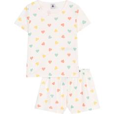 Petit Bateau Nattøj Børnetøj Petit Bateau Hearts Pyjamas I Bomuld - Marshmallow Multicolor - Hvid