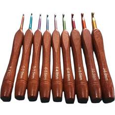 Bamboo Crochet Hooks Sodial Wooden Crochet Hook Set 9 Piece Bamboo Multicolor