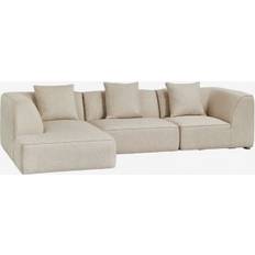 Sklum Sofá Modular Chaise Longue Izquierdo 3 Piezas En Tela Bouclé Beige Crema Sofa