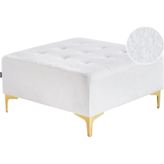 Sitzpuffs Beliani Ottomane Bouclé Cremeweiß 80 cm Sitzpuff