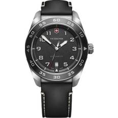 Victorinox Swiss Army Automatic Black Dial Black Leather Strap Men's Watch 242044