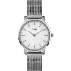 Timex Wrist Watches Timex Ladies Transcend Silver Dial Stainless Steel Watch TW2Y10200