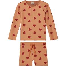 Kuling Barnkläder Kuling Rhodes Hjärtmönstrat UV-set - Terracotta