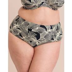 S Bikini Bottoms Curvy Kate Ripple Reef High Waist Bikini Brief - Black Print