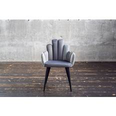 Freja Esszimmerstuhl Velvet grau fuß schwarz