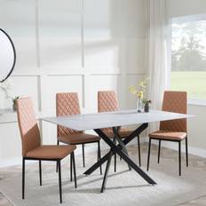 Orange Dining Sets Ravenna Grey Glass and Black Metal Chopstick Legs Dining Set