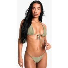 Boohoo Bikini Tops boohoo Womens Swimwear Essentials Tie Front Triangle Bikini Top - Green
