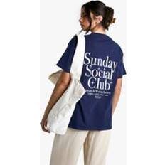 Boohoo Tops boohoo Womens Sunday Club Oversized T-shirt - Navy