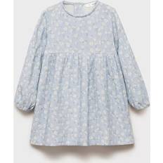 Mango Lille Floral Flared Dress - Light Pastel Blue