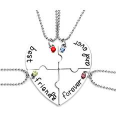 Hjärtpusselhalsband Best Friends for Ever and Ever - 4 st Zinklegering