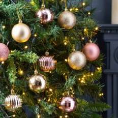 Robert Dyas 20 Pk Baubles Pink & Champagne Multi Christmas Tree Ornament