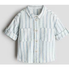 Babies Tops Children's Clothing H&M Linen Blend Roll-Up Shirt - White
