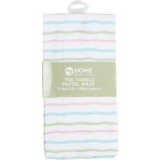 my home Pack of 3 Pastel Wave Tea Towels - Kitchen Towel Multicolour, Blue
