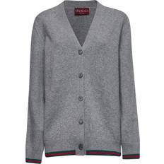 Gucci Web Wool And Cashmere Cardigan - Grey