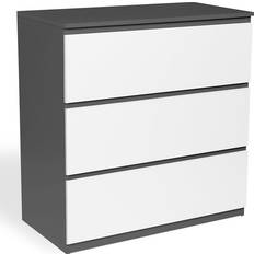 Commodes IDMarket 3 Tiroirs Tomi Bois Blanc Et Gris Commode