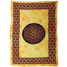 Orange Bedspreads Ancient Wisdom Single Cotton + Wall Hanging - Flower Of Life Bedspread Orange