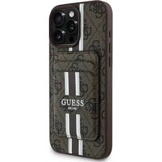Guess 4G Stripes Case with MagSafe Wallet for iPhone 16 Pro Max 6.9 in Brown