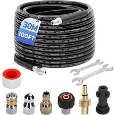 30M 100 FT Drain Jetting Hose Compatible with Karcher and Bosch Pressure Washer Gun