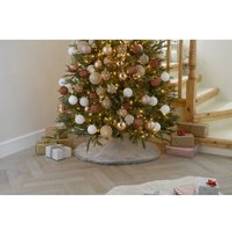 Grey Christmas Tree Skirts Festive Faux Fur 90cm Grey Christmas Tree Skirt