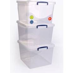 Really Useful Boxes & Baskets Really Useful Nestable 33.5 Litre Pack of 3 Clear Storage Box