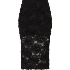 ROTATE Birger Christensen Nederdele ROTATE Birger Christensen Tasha Floral Mesh Pencil Skirt - Black