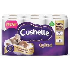 Cushelle Quilted 50% Longer Lasting Toilet Tissue 12 Equals 18 Regular Rolls