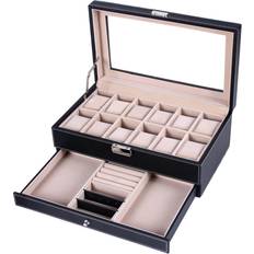 Klocketuin Songmics Caja de Reloj con Tapa de Cristal JWB012